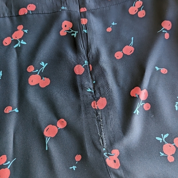 HVN Nora Mini Slip Dress Black Cherry Print Spaghetti Strap Silk - sz 6 REPAIRED - Picture 8 of 10